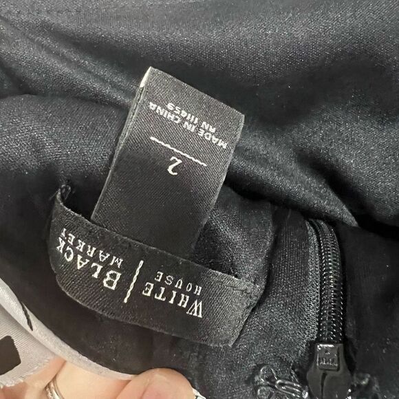 WHBM Black and White Floral Shutter Pleat Spaghetti Strap Cocktail Dress - Picture 6 of 6